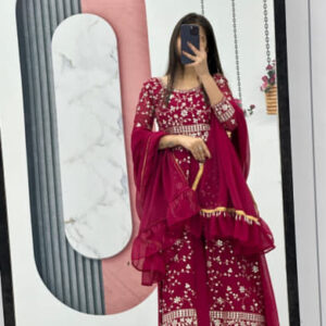 Embroidered Plazzo Top Fabric Heavy Fox Georgette Suit