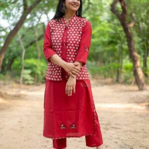 cotton KURTI PANT embroidery work WITH Jacket