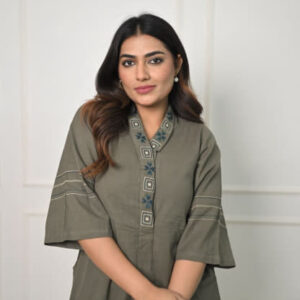 Finest Cotton Slub and bold shade of Collar embroidery Co-Ord set3
