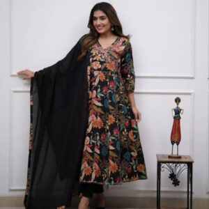 Look beautiful in our new cotton Anarkali duppata pant sets with work detailing for all day comfort Walk gracefully in our new cotton Anarkali duppata set available in these beautiful prints♥️ Size 38-44 Fabric cotton Kurta length 48 Pant length 38