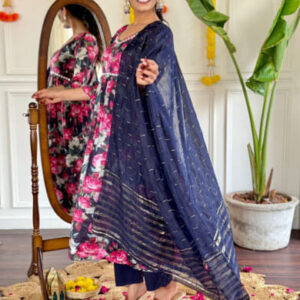 Pattern Floral print kurti pant dupatta set