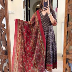 Beautiful printed with Handwork Anarkali Kurta Dupatta Set in new Summer Color