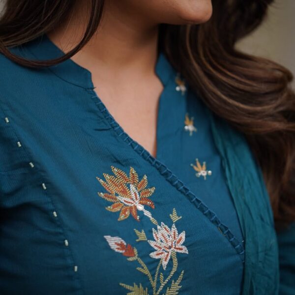Beautiful cotton fabric kurti pant and dupatta
