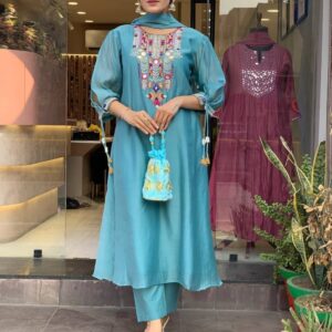 Chanderi* suit with cotton pant naazmin dupatta