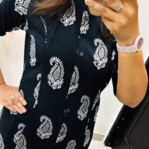 Co-ord set in Aline pattern paired with Ankle length pant