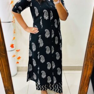 Co-ord set in Aline pattern paired with Ankle length pant