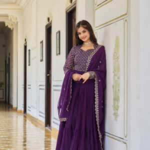 New Festival Long Gown & Dupatta Georgette Suit with Heavy 3mm sequence Embroidery Work
