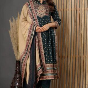 Pure Rayon Fabric Print Gotta Detailing Straight Kurti With Print Pant With Full Dupatta Beautiful Printed
