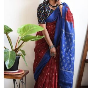 DIGITAL PRINT LINEN SAREE WITH DIGITAL PRINT BLOUSE