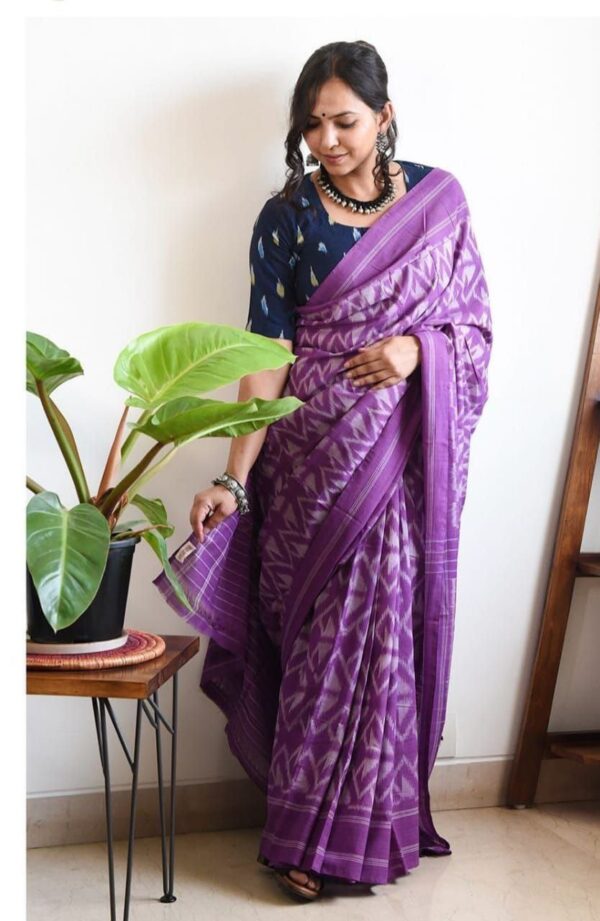 DIGITAL PRINT LINEN SAREE WITH DIGITAL PRINT BLOUSE