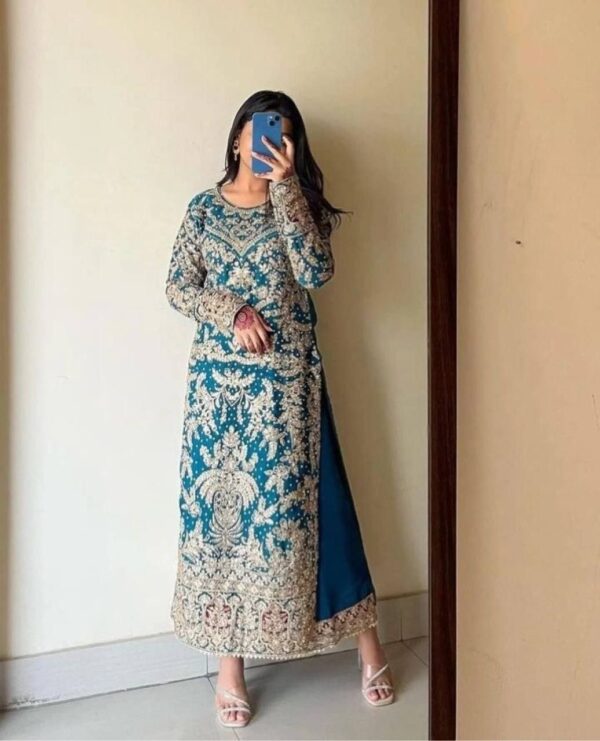 Heavy Faux Georgette With Heavy Embroidery Work With Diamond Handwork With Full Sleeve