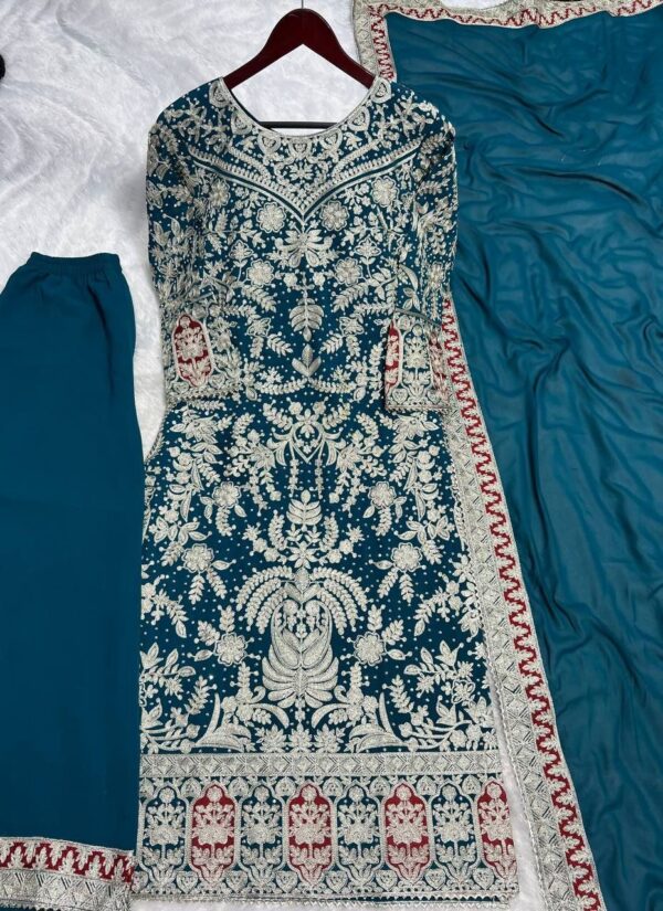 Heavy Faux Georgette With Heavy Embroidery Work With Diamond Handwork With Full Sleeve