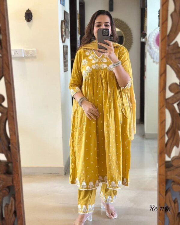 Anarkali kurta set and dupatta with Beautiful embroidery work
