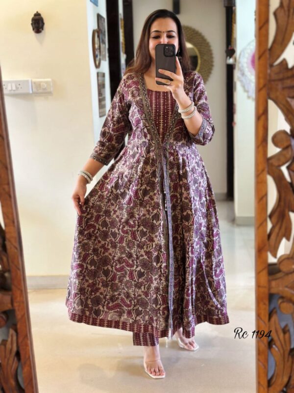 Anarkali kurta set with new style with printed cotton kurta & pant or dupatta