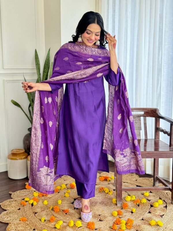Roman silk kurt and pant. Heavy handwork . work kurta Paired with silk all over sequence work