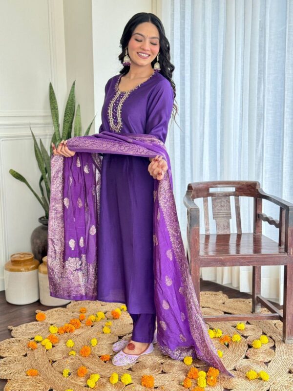 Roman silk kurt and pant. Heavy handwork . work kurta Paired with silk all over sequence work