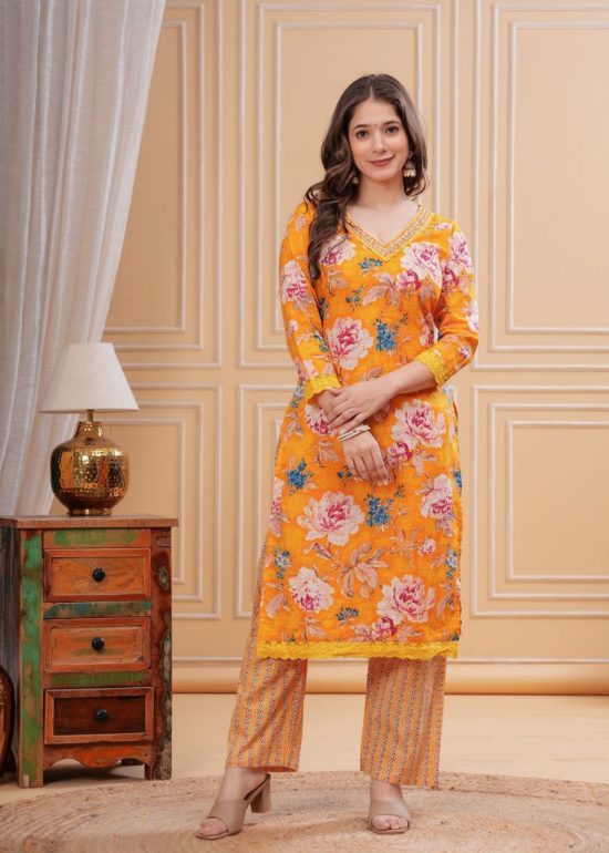 Printed Cotton suit set set enhanced with intricate Pure hand Making/work which gives u office wear effortlessly elegant